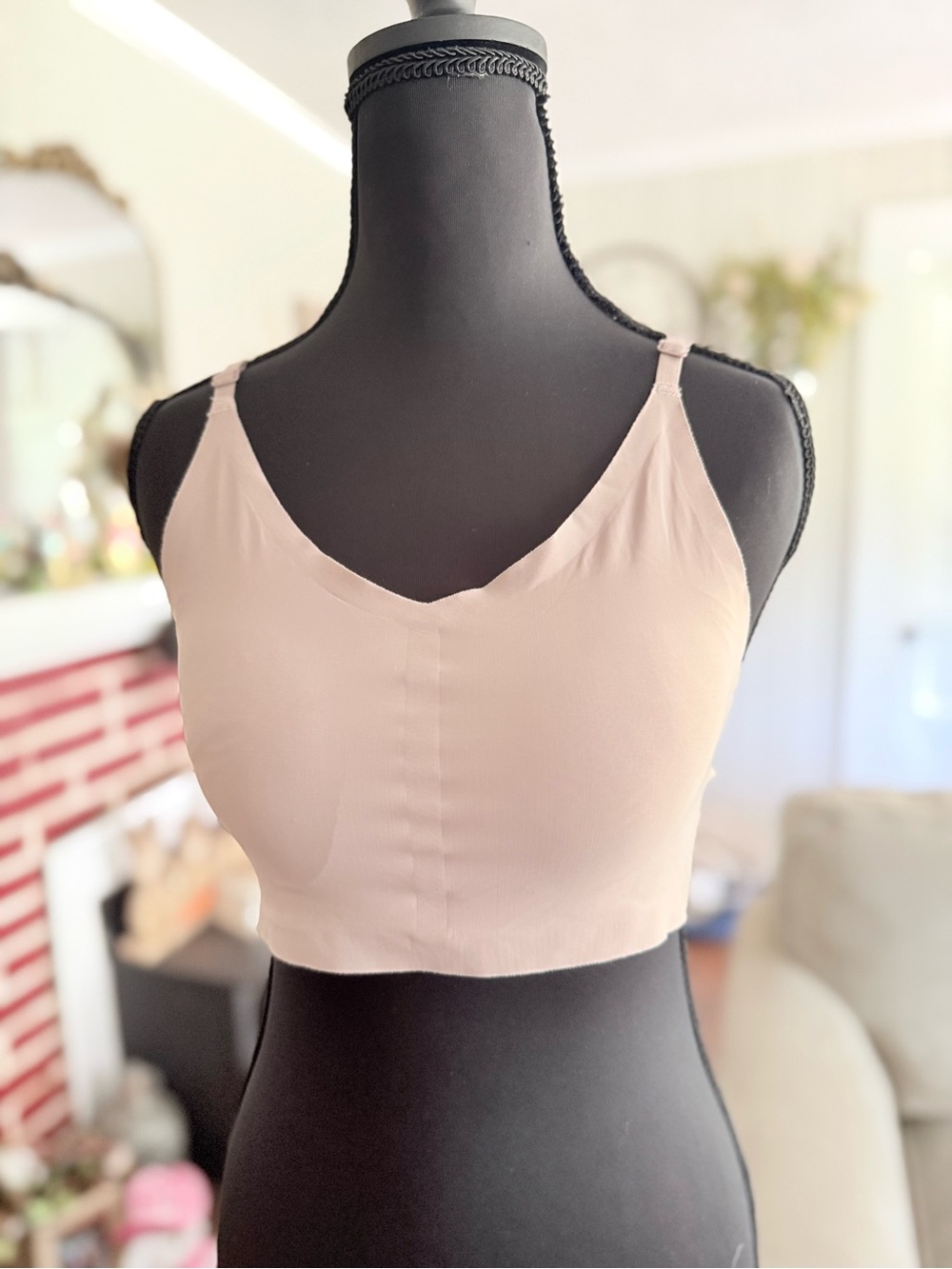 Nude Beige Seamless Bralette Top Padding and Adjustable Straps Sz Med Sophie b